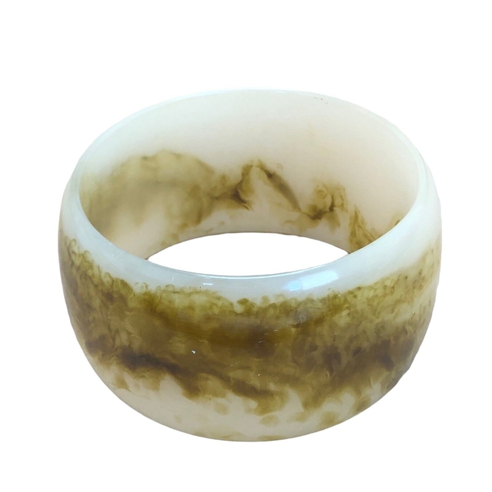 Vintage Bakelite? Lucite? Cellulose? Bangle Bracelet Brown Swirl